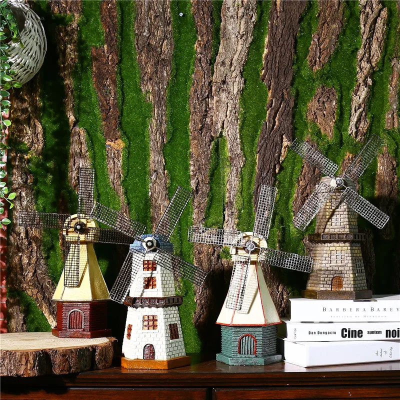 

Vintage Style Resin Craft Money Box Resin Windmill Model Desktop Decor Crafts Figurines Home Decors Miniature Craft Piggy Bank