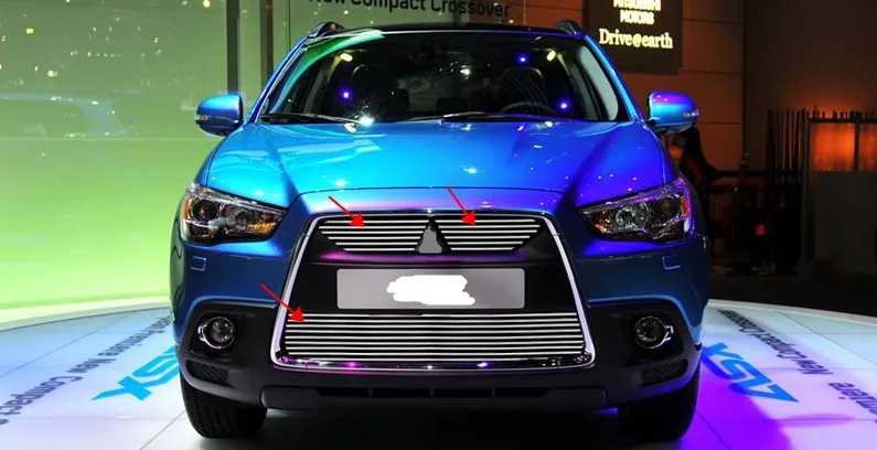 

Aluminum alloy plating Front Grille Around Trim Racing Grills Trim 3Pcs/Set For 2010 2011 2012 Mitsubishi ASX