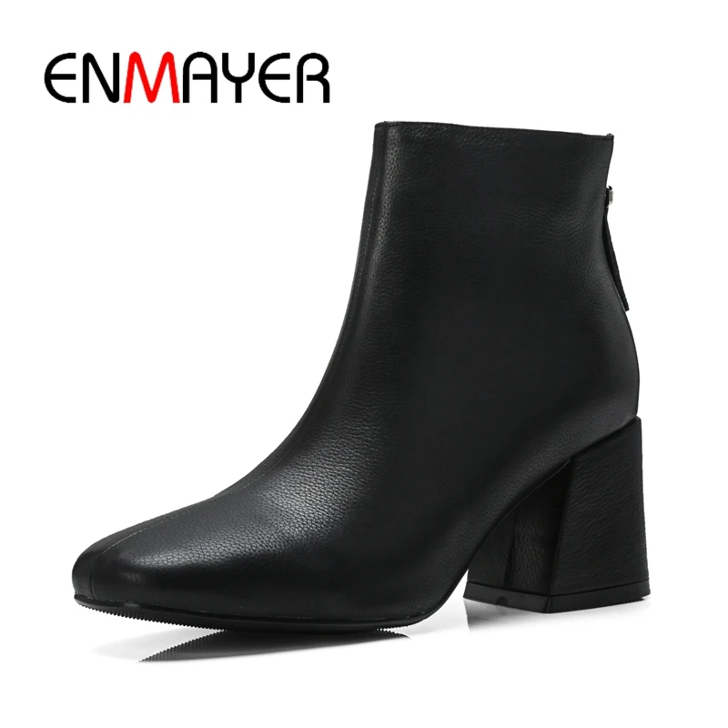 

ENMAYER Slip-On Ankle Pig Suede Genuine Leather Women Winter Boots Shoes Woman Zapatos De Mujer Size34-43 ZYL1776