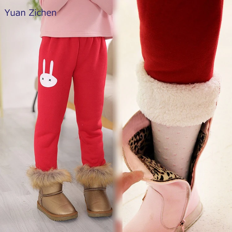 2017 Winter Girls Pants Warm Thicken Girls Legging Cute Rabbit Cuts Trousers For Kids 2-7 Years Kids Pants Children Clothing