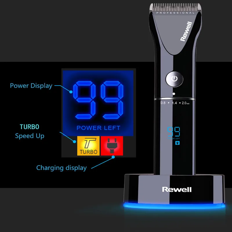 Professional Hair Clipper Rechargeable Trimmer Lithium Battery Titanium Alloy Blade Cutter Adjustable Comb Fine-Tuning 100-240V