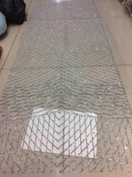 

Newest Jolin-217 african tulle mesh fabric sparkly glued glitter sequins lace fabric for party dress