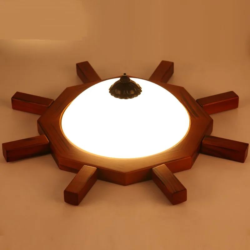 

Children toy modern ceiling lamp American Rural Mediterranean ship Ceiling Lights lamp retro solid wood corridor living MZ99