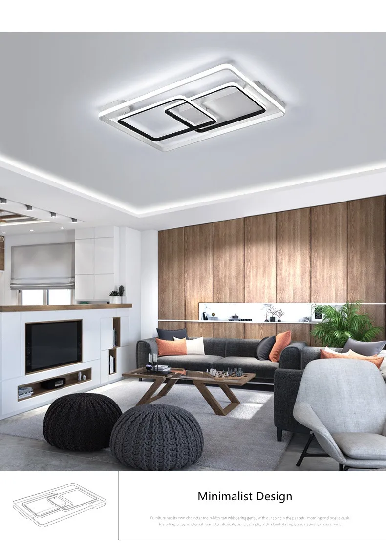 Ceiling Lamp Modern Led Acrylic Shade Living Room Lighting Fixture Bedroom Kitchen Surface Mounted Ceiling Light Aluminum Body lamparas de techo 6