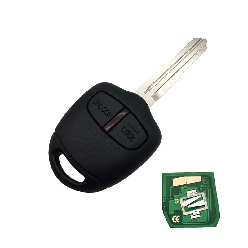 

Dzanken 2 Buttons Remote Car Key 433MHZ for Mitsubishi & Transponder Chip& Uncut Blade