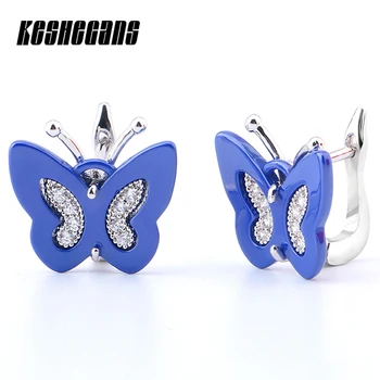 

Exquisit Butterfly Earrings Indian Crystal Stud Earring Ceramic Earrings Elegant Butterfly Style For Lady Romantic Brand Jewelry