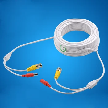 

BNC Video Cable Connector Plug DC Power Cord Wire Connector Power Video Integrated Line Monitoring Wire White 15M