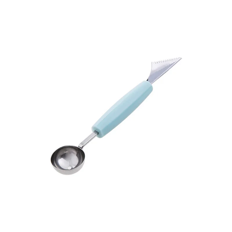 Новые инструменты для резьбы с двойной головкой ложка-шарик для фруктов DIY креативный маленький нож для фруктов ложки для дыни шариков Кухонные гаджеты - Цвет: Nordic blue