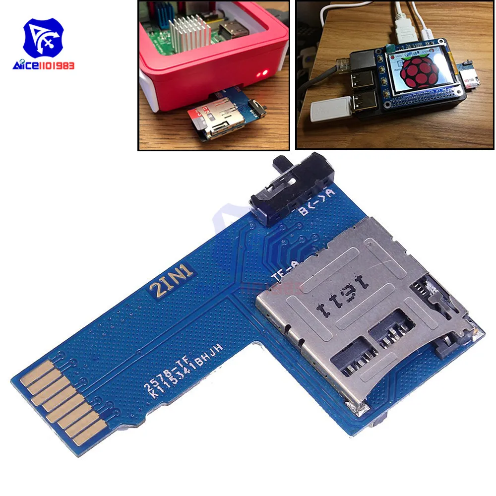 2 в 1 Micro SD/TF карта памяти Щит Модуль двойной системы коммутатор для Raspberry Pi B+ 2B 3B Zerodual