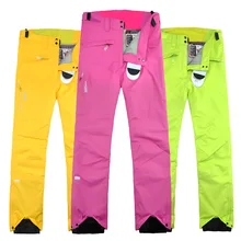 2016 invierno de las señoras de orange pantalones de snowboard ropa de esquí coloridos pantalones de esquí de nieve caliente botas impermeables mujeres pantalones esqui