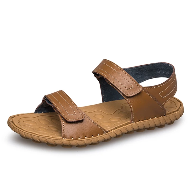 

Summer Men Sandals Comfortable Genuine Leather Casual Shoes Hook-loop Super light Men's Beach Sandals Gentleman sandals