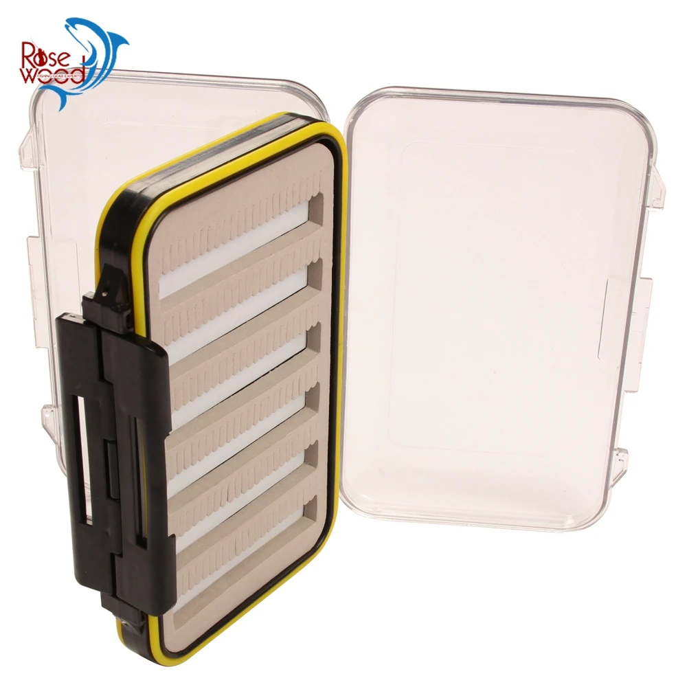 

RoseWood Double Layer ABS Plastic Waterproof Fly Fishing Box With Slit Foam For Flies Jig Hooks Storage