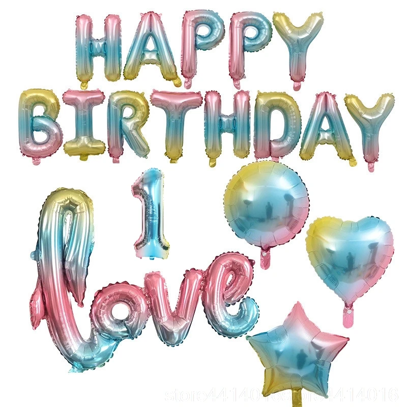 

Gradient Color Aluminum Balloon English Digital Alphabet Balloon Rainbow Color Birthday Party Wedding Ceremony Decorative Items
