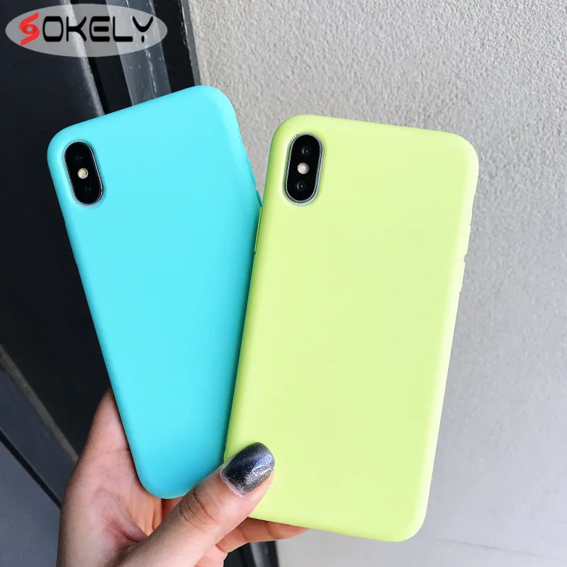 

SOKELY Solid color TPU soft Case For iphone 7 Case candy color Phone Cases For iphone 6 6S 7 8 Plus X XR Xs Max