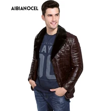 Зимнее кожаное меховое пальто, мужское пальто из настоящей овчины, мужское пальто из натуральной кожи, норковый воротник, кожаное пальто, толстое пуховое пальто, дешево