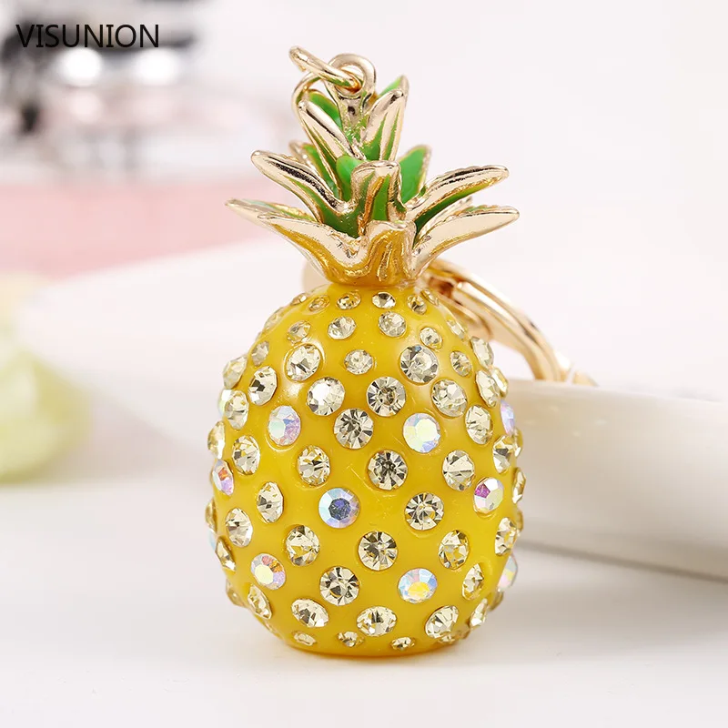 

Crystal Pineapple Keychains Charms Key Chain Ring for Women Bag Purse Pendant Tropical Fruit Keyrings