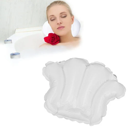 Premium Designed White Vinyl Shell-Shaped Spa Bath Pillow