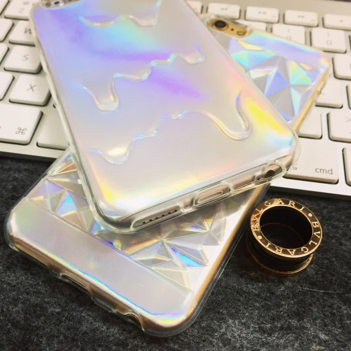 Для iPhone7 7plus 6 6S 6splus 5 5S 3D бриллиантовый Радужный цвет и стиль мороженого голограмма