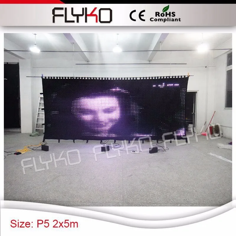 2*5 м свет красочный сменные видео ткань светодиодные P5 занавес indoor decoratioin