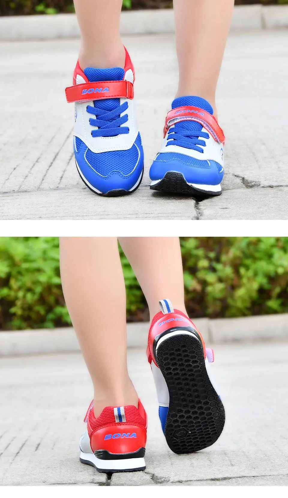 BONA/Новое поступление; Классические Стильные Детские кроссовки; повседневная обувь из синтетической сетки для мальчиков; обувь для отдыха на застежке-липучке для девочек;