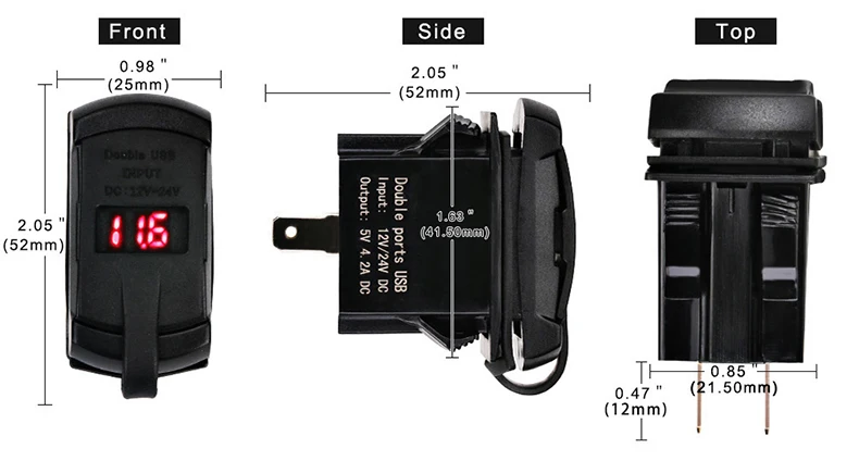 Dual USB Автомобильное Зарядное устройство Адаптеры питания разъем LED вольтметр Адаптеры питания Водонепроницаемый 12-30 В 4.2a USB Зарядное