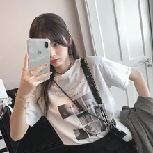 Mishow Летняя печатная женская футболка с короткими рукавами Женская повседневная майка MX19A3396