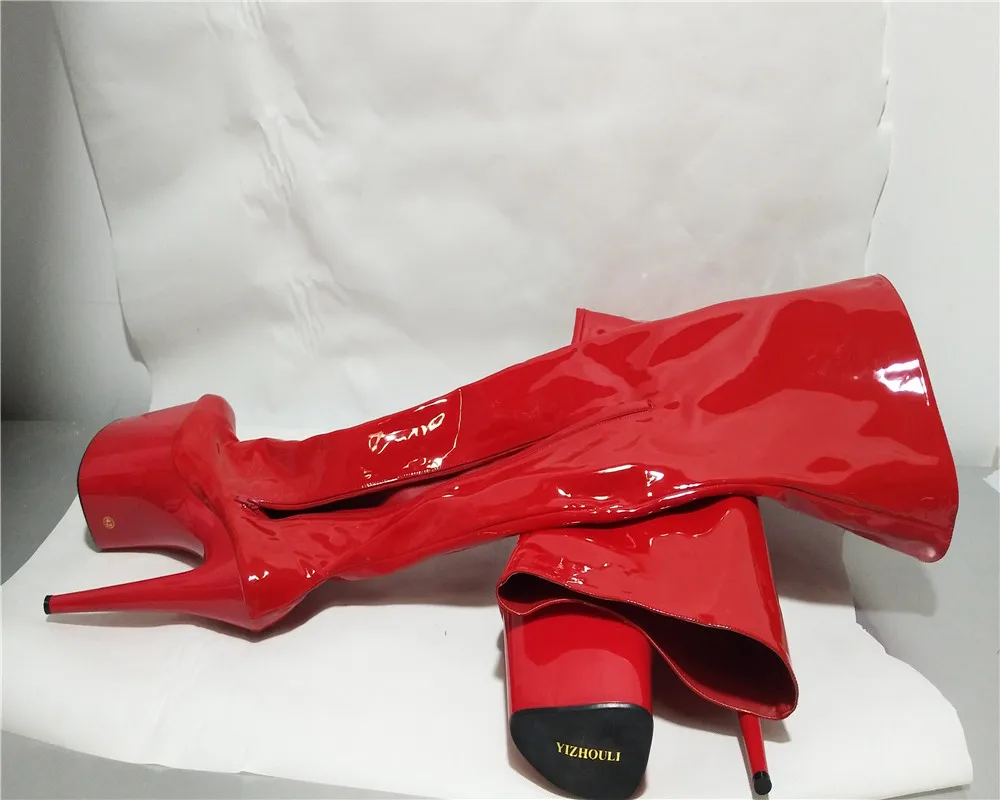 20cm Pole dancing, sexy ultra-high knee-high boots with pure color, sexy dancer high-heeled lap dancing shoes