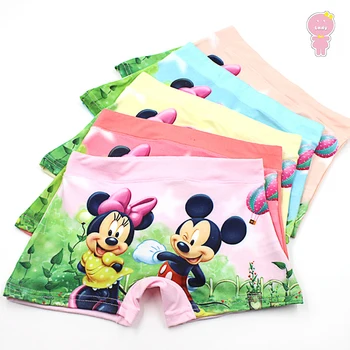 

5 pcs/lot soft cotton girls boxer kids panties children underpants baby briefs toddler underwear dance minnie mickey 3 to 10 yrs