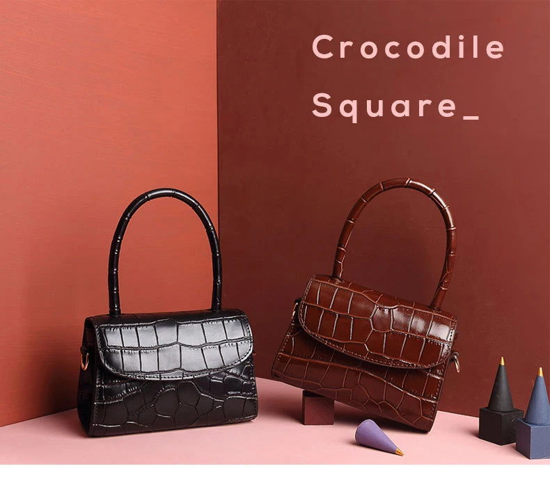 Мини-сумка из натуральной кожи для женщин роскошная дизайнерская маленькая сумка через плечо с милым крокодиловым узором для женщин; известный бренд
