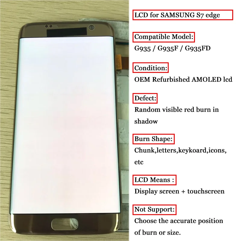 

AMOLED 5.5'' Display with the Burn-Shadow LCD with Frame for SAMSUNG Galaxy S7 edge G935 G935F Touch Screen Digitizer Assembly