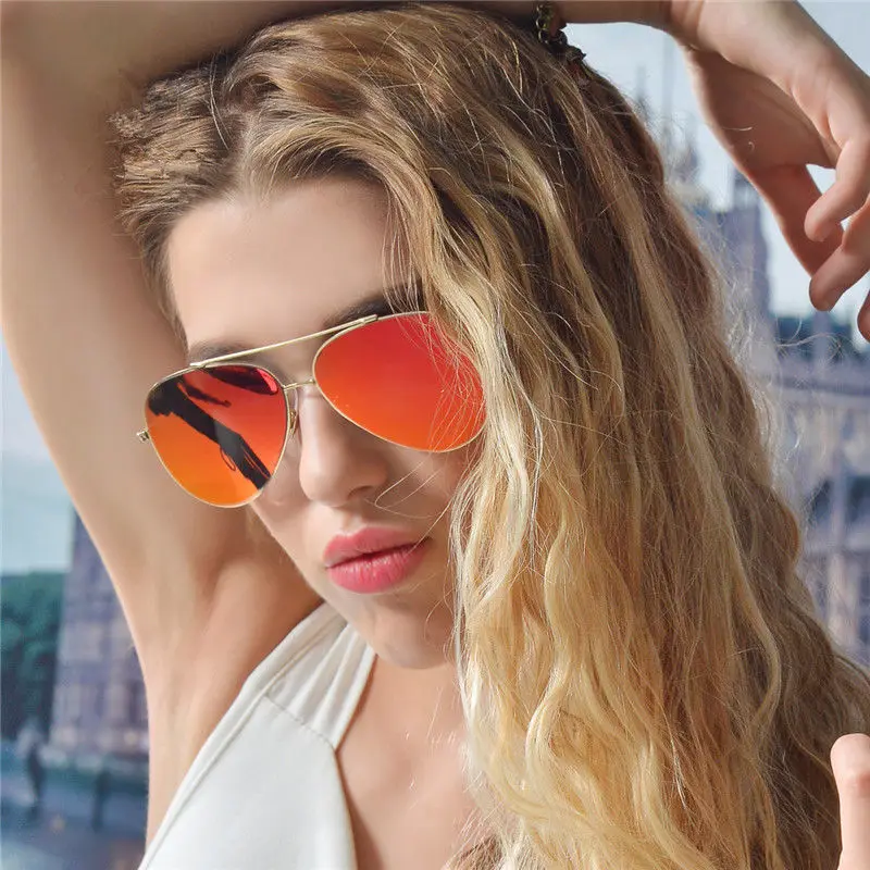 

2018 Brand Designer Oversized Aviator UV Oval Sunglasses Women Men Sun Glass Aviation Metal Frame Mirror Driving Female Glasses