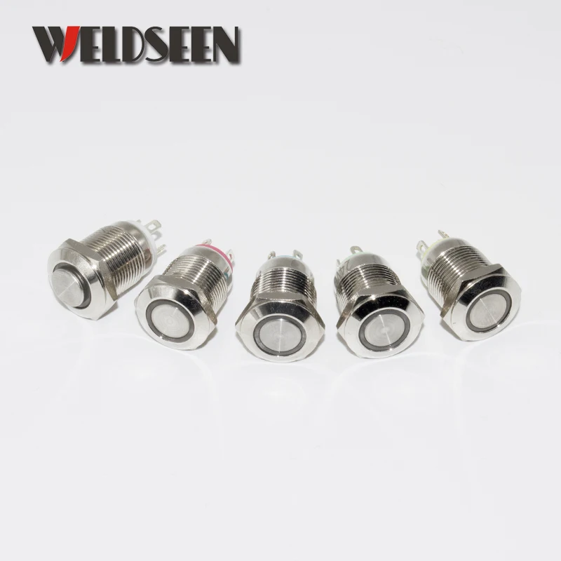 12mm Self Reset LED Light Metal Push Button Switch 5 Colors 4 Pins Waterproof Car Horn Control Switch Modified Equipment 12mm Self Reset LED Light Metal Push Button Switch 5 Colors 4 Pins Waterproof Car Horn Control Switch Modified Equipment