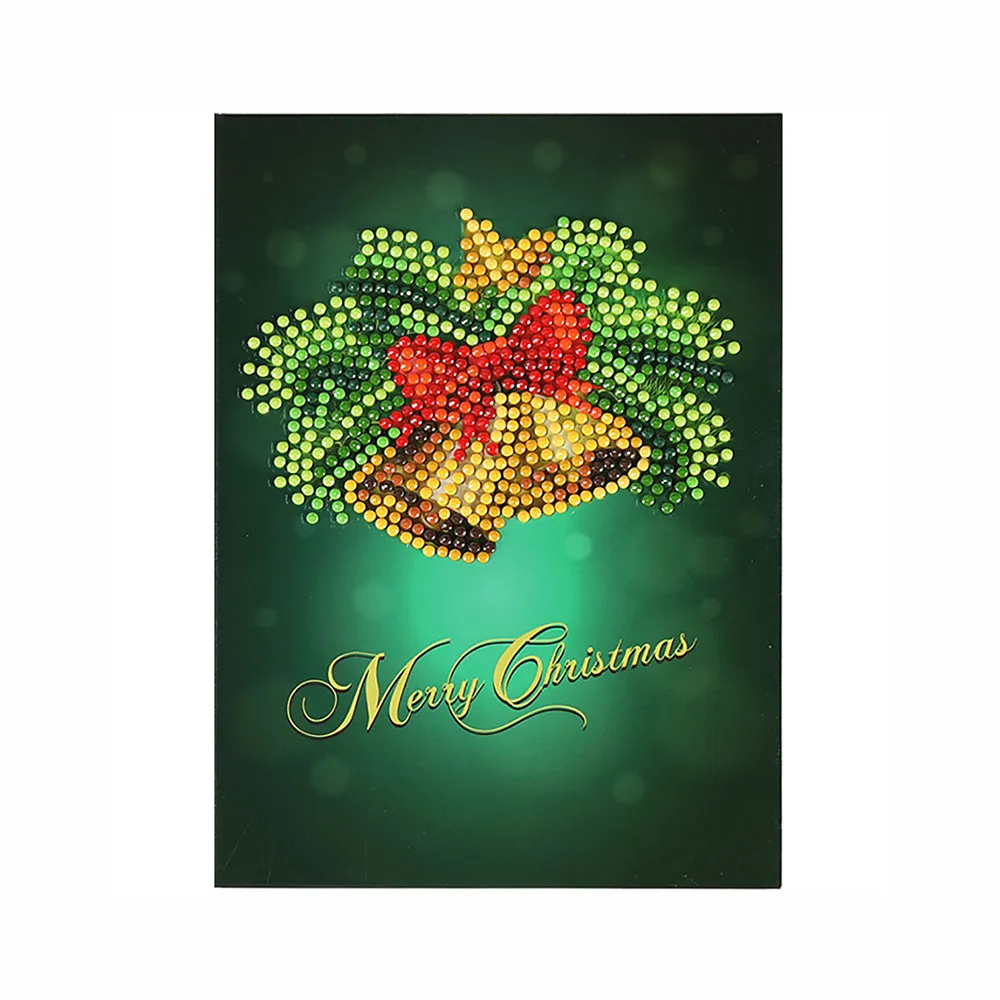 Счастливого Рождества 5D DIY Алмазная картина мультфильм бумажные поздравительные открытки на крафт-бумаге детский фестиваль поздравительные открытки Мини Санта Клаус Рождество