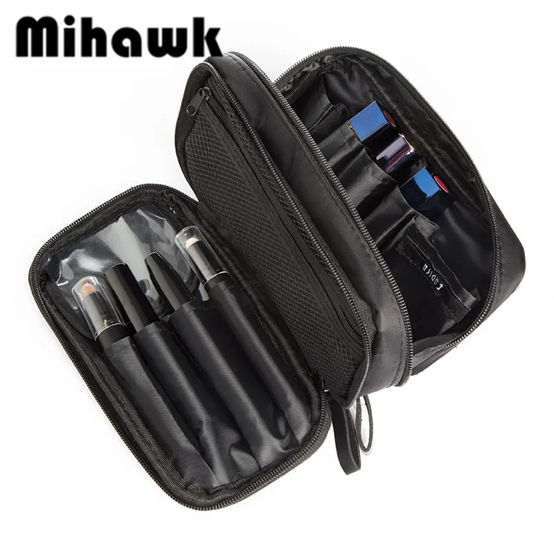 

Mihawk Double Layer Cosmetic Bag Travel Organizer Waterproof Makeup Cases Pouch Beauty Brushes Lipstick Toiletry Accessory Gear