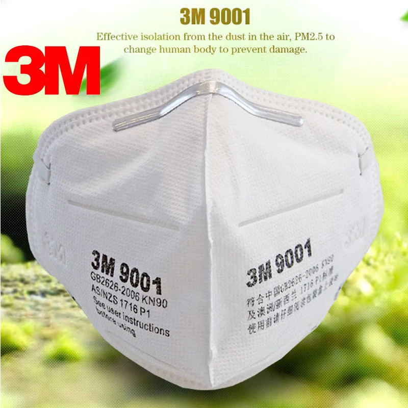 

10pcs 3M 9001 Mask Anti dust-masksPM 2.5mask Anti influenza non woven fabric folding filter mask Adult KN90 safety masks