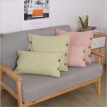 

Coconut shell Button Cushion Cover Pink Green Stripe Lattice Pillow Cover Gingham Home Decorative Pillow Case 45x45cm/30x45cm