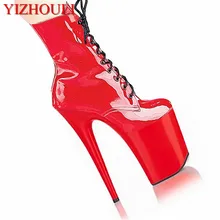 Элегантные модные женские ботильоны на высоком каблуке 20 см ботинки на высоком каблуке 8 дюймов гладиаторы на платформе и высоком каблуке