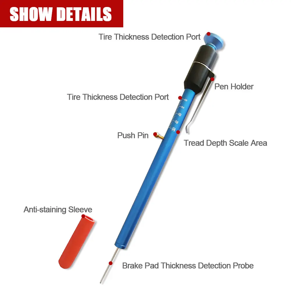 Автомобильная тормозная колодка тестовая ручка шкала Толщиномер измерительный инструмент протектора линейка для замера глубины детектор толщины инструмент обнаружения