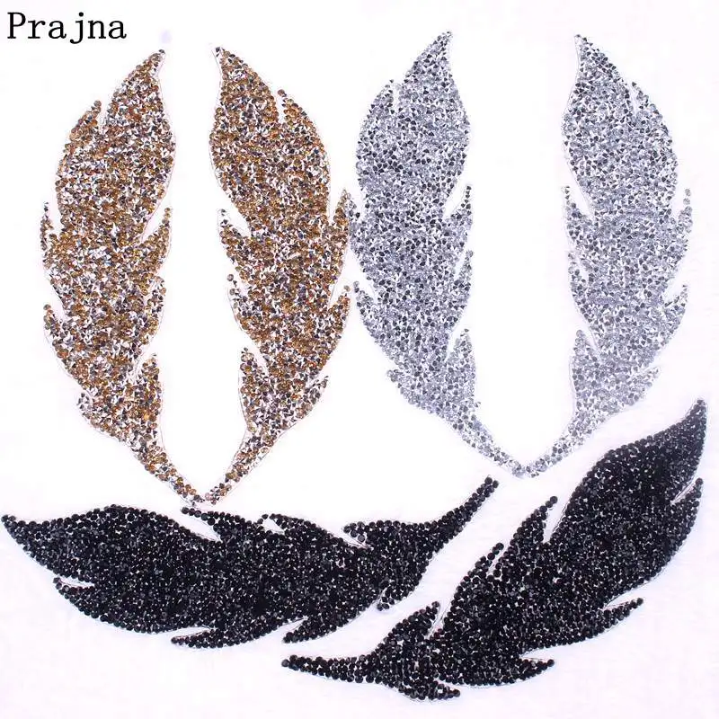 

Prajna Feather Iron On Patches For Clothing Creative Rhinestone Crystal Stickers On Clothes Applique Patch For Jeans Decorations