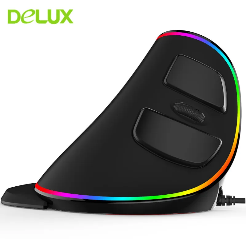 

Delux M618 PLUS Ergonomics Vertical Gaming Wired Mouse 4000 DPI 6 Buttons USB Optical RGB Right Hand Mice For PC Laptop Desktop