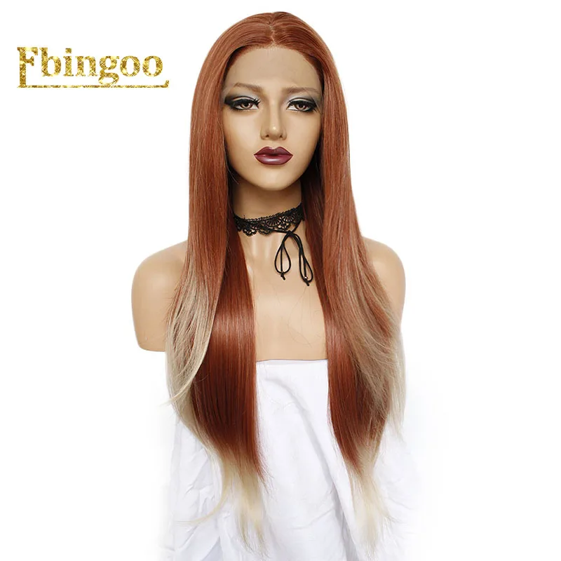 

Ebingoo Orange Auburn High Temperature Fiber Long Natural Wave Black Widow Synthetic Lace Front Wig Middle Part For Women Daily
