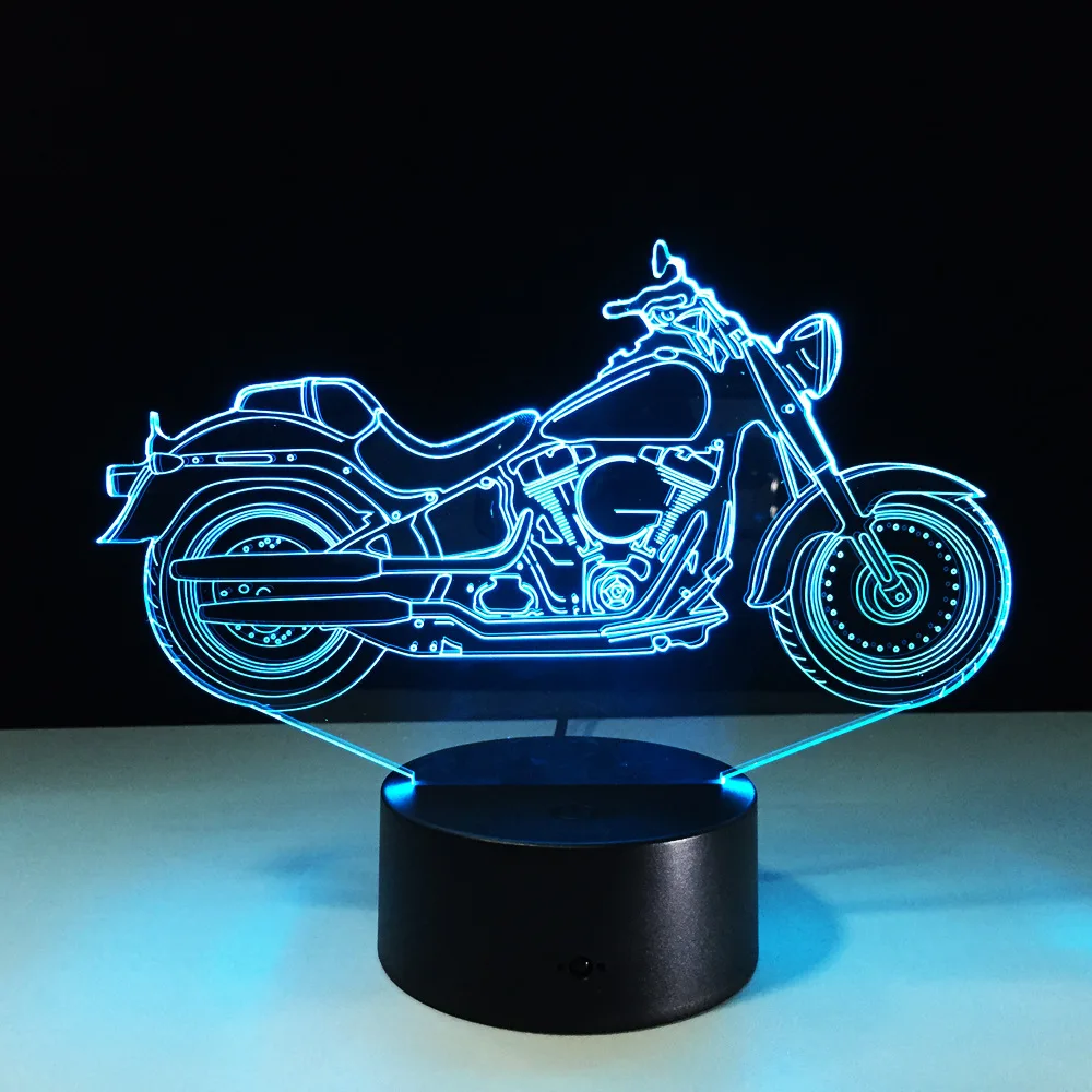 Motor forma USB 3D lámpara LED noche luz acrílico lámpara de mesa táctil 7 colores que cambian motocicleta dormir Lamparas luz para regalo