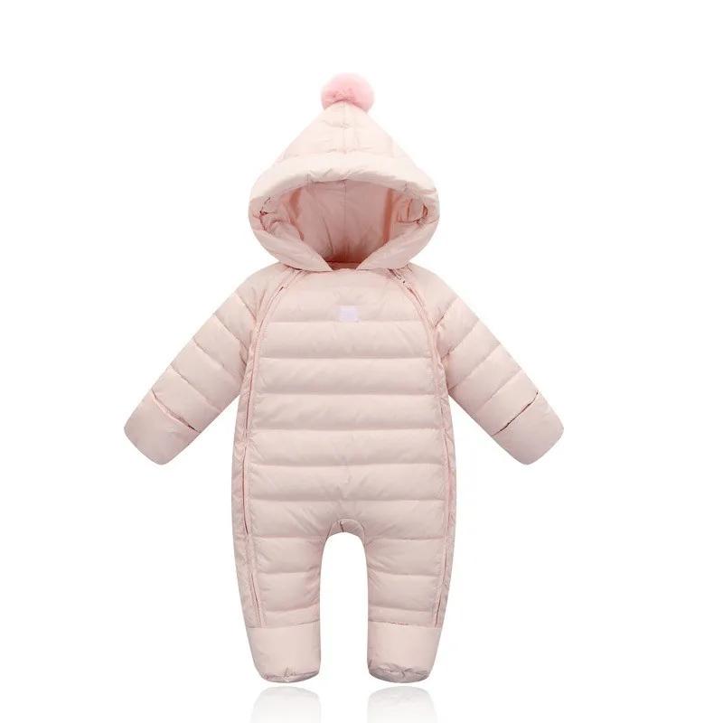 CROAL chery/зимняя одежда для маленьких девочек и мальчиков; теплый детский комбинезон; зимний комбинезон для новорожденных; пальто с капюшоном для младенцев - Цвет: Розовый
