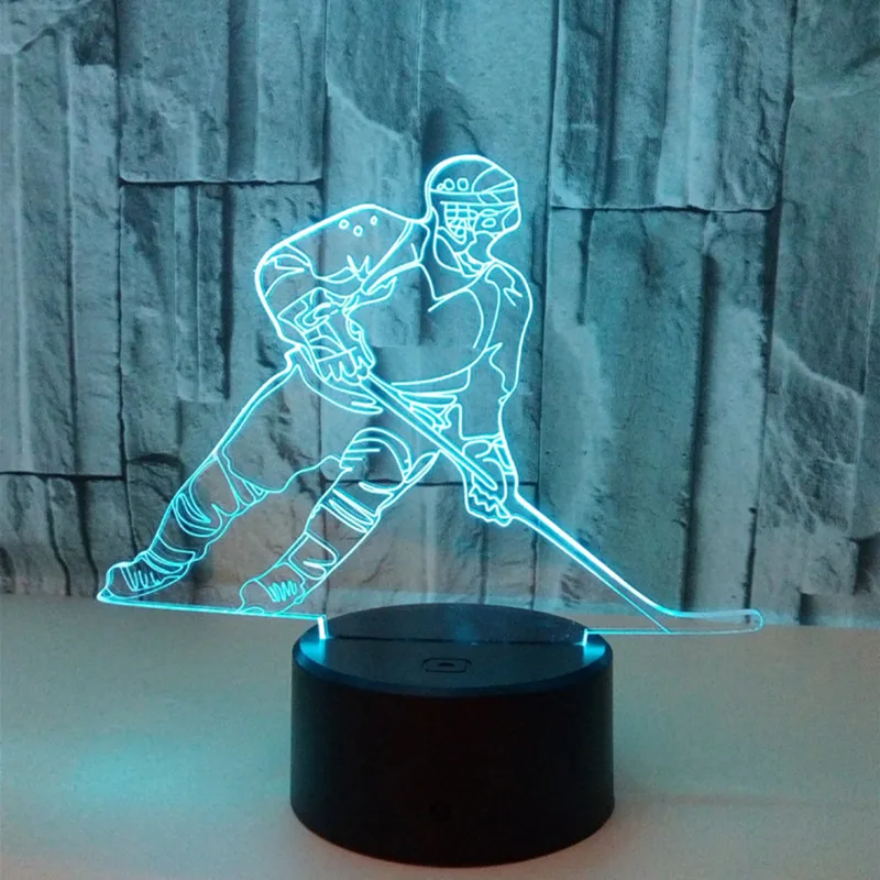 Colorful Touch 3d Led Night Light Hockey Lamp USB Illusion Atmosphere Table Lamp for Children Baby Kids Gift Bedside Bedroom