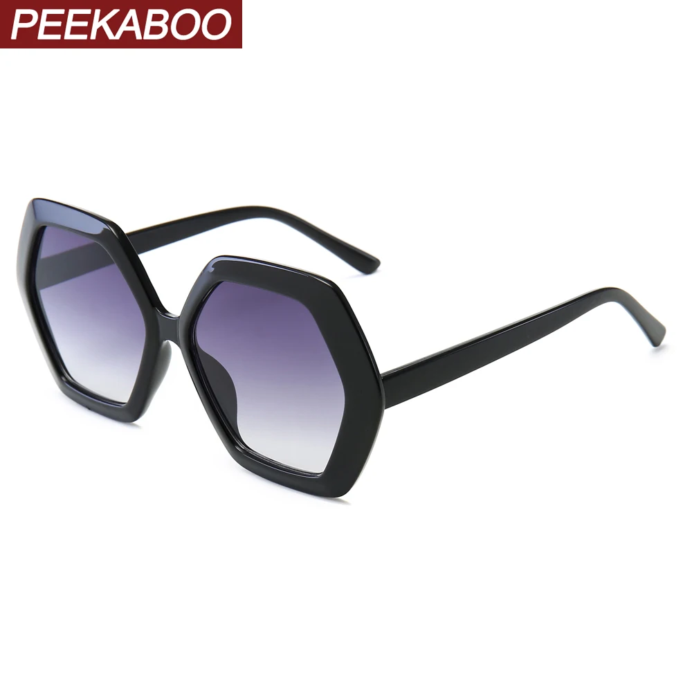 

Peekaboo hexagon sunglasses for women oversized hot selling 2020 men big sun glasses female polygon uv400 black brown