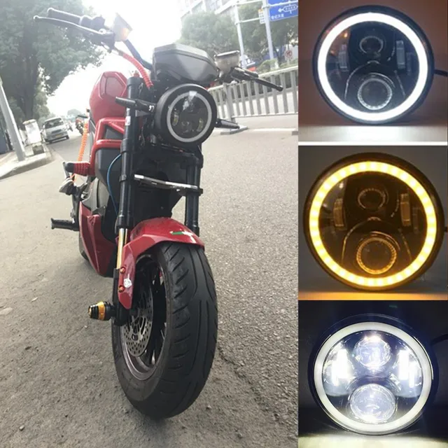 7" Inch Round H4 LED Moto Headlight Harley Road King Street/Electra