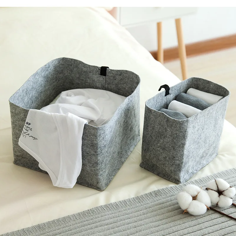 Felt Laundry Basket Mini Clothes Socks Storage Desktop Closet Felt Laundry Basket Mini Clothes Socks Storage Desktop Closet Organizer Washing Bags Folding Fabric Barrel Hamper Pouch