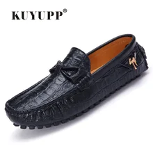 2016 KUYUPP Fashion Genuine Leather Men Loafers Casual Slip On Flats Summer Flat Heels Men Driving Shoes mocassin homme H48