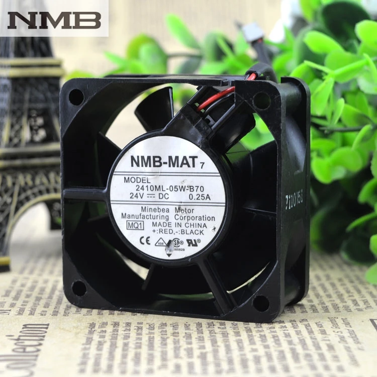 

Original NMB 2410ML-05W-B70 6025 6CM 24V 0.25A dual ball bearing 6800RPM 33.1CFM