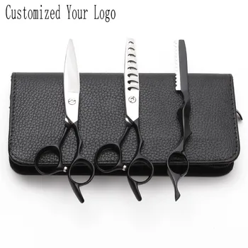 

Suit 6" 17cm 440C Engraving Logo Hairdressing Scissors Cutting Shears Thinning Scissors Professional Hair Scissors Add Bag C9122